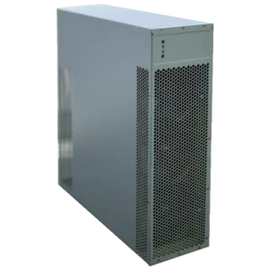 bombax ez100 c 3200m ethereum classic ethash asic miner  tall silver vertical chassis with side mesh exhaust grille and top status leds sold by sell your pc south africa