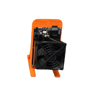 bitaxe supra hex 42 ths solo bitcoin lottery miner | sell your pc bitaxe supra hex 42 ths solo bitcoin sha 256 desktop miner open frame orange 3d printed stand holding the bitaxe board with a large 80 mm cooling fan sold by sell your pc south africa